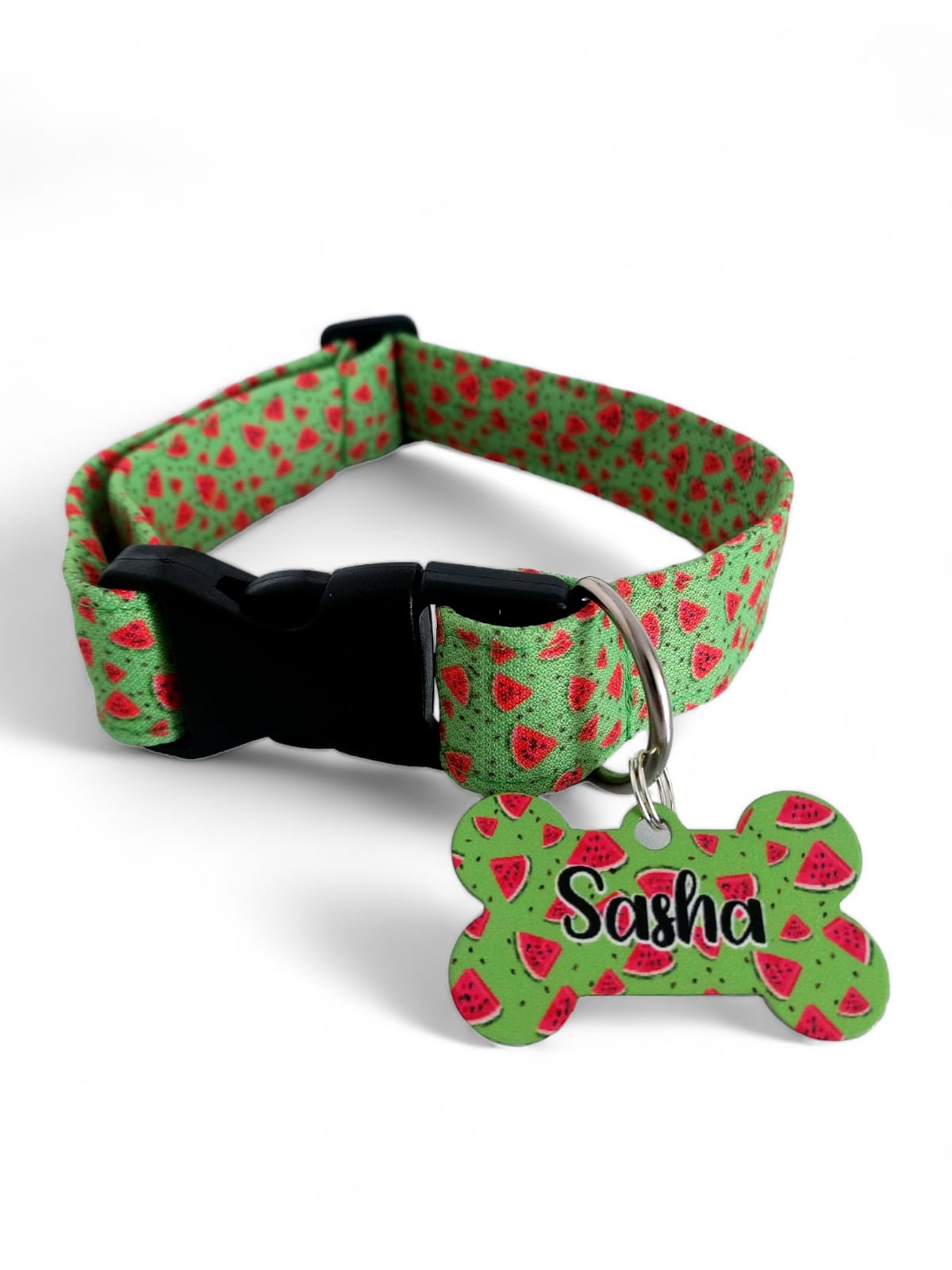 Placa Identificadora + Collar portaplaca Sandías Verde