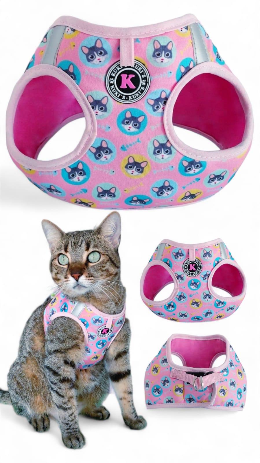 Pechera Para Gatos Caritas Cat Rosado