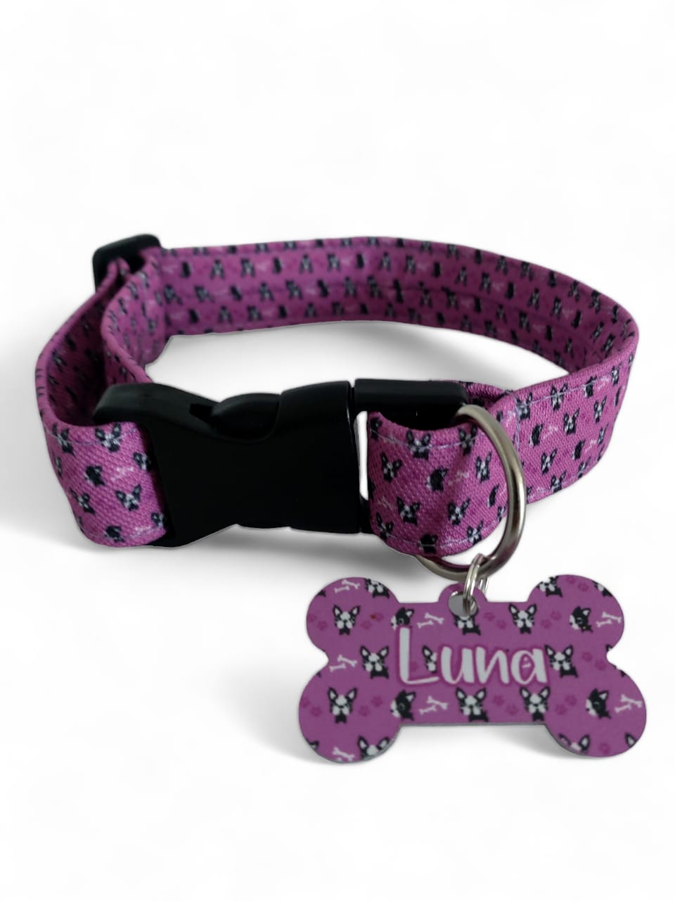 Placa Identificadora + Collar Portaplaca ref Facedog Rojo