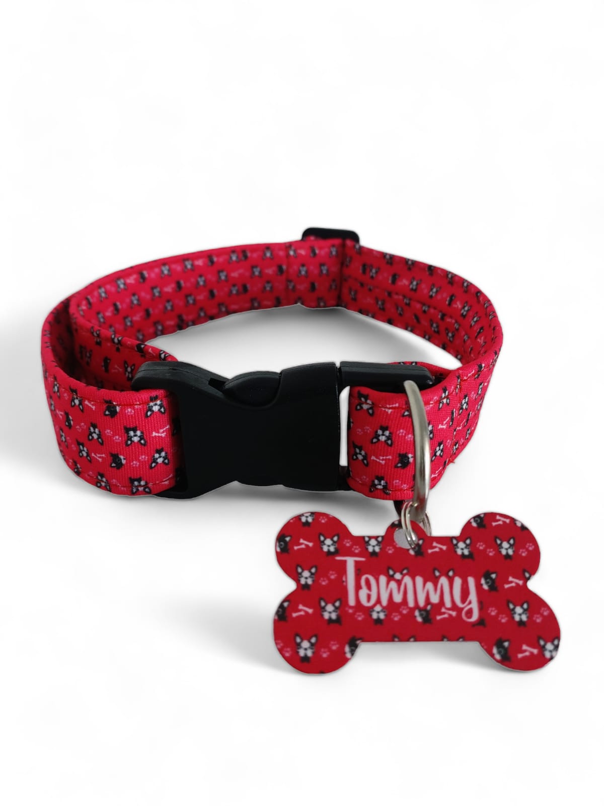 Placa Identificadora + Collar Portaplaca ref Facedog Lila