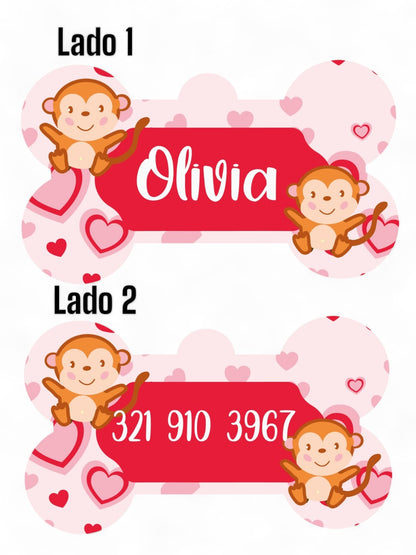 Placas de Identificación Monos Rosados