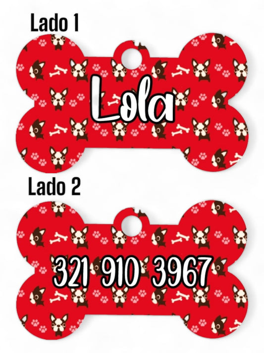 Placas de Identificación Facedog Roja