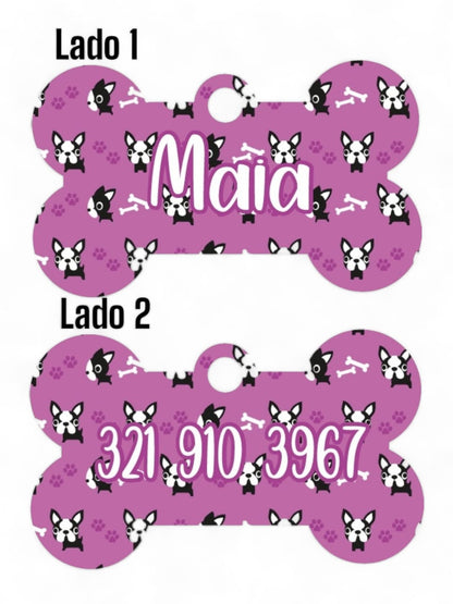 Placas de Identificación Facedog Lila