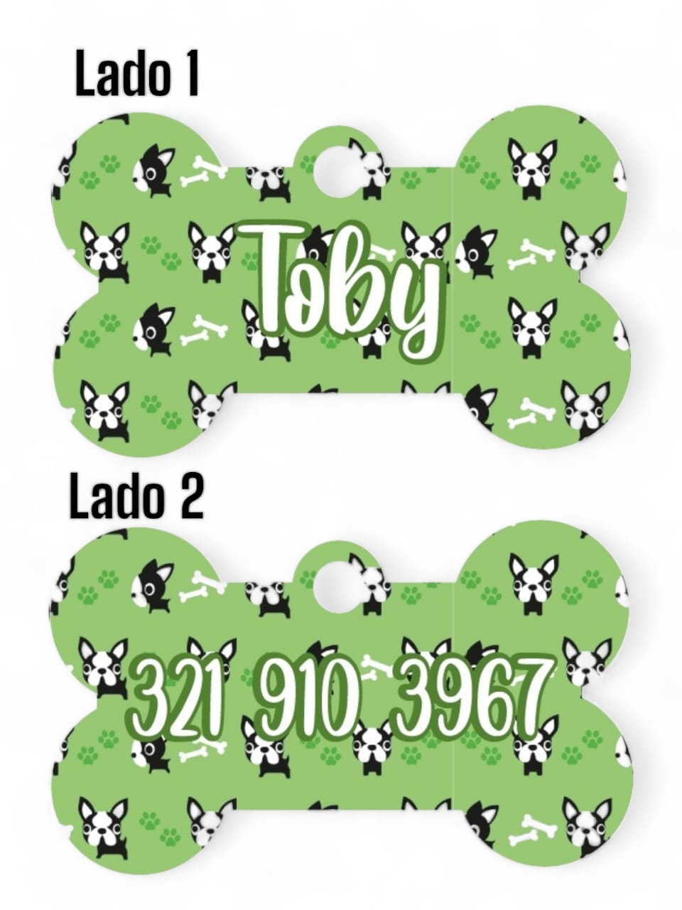 Placas de Identificación Facedog Verde