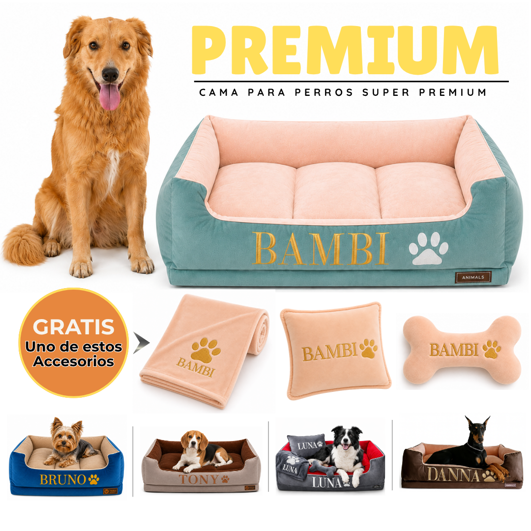 Cama Premium Personalizada Para Perros + GRATIS ACCESORIO
