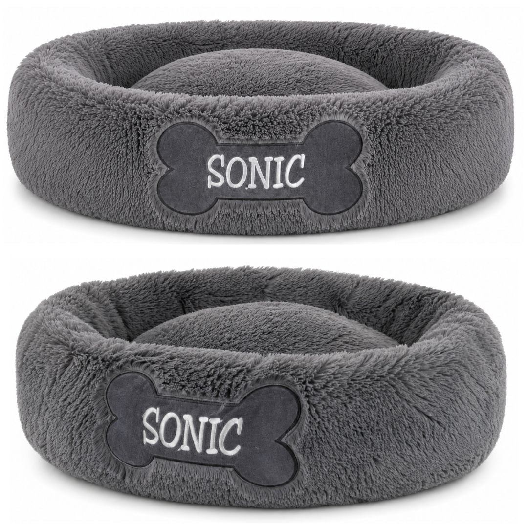 Cama Dona Antiestrés Personalizada Para Perros y gatos Color Gris