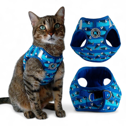 Pechera Para Gatos Pescados color Azul