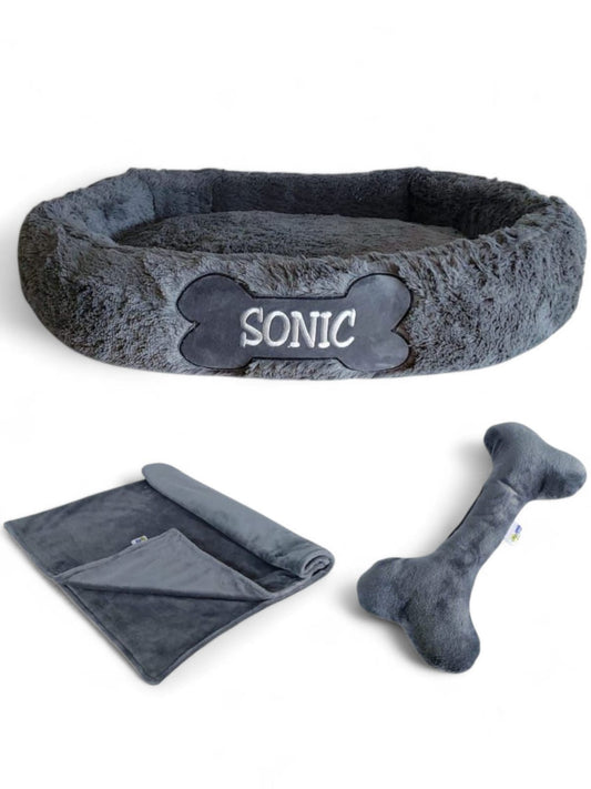 Promoción Dona Antiestrés Personalizada + cobija + Hueso Color Gris