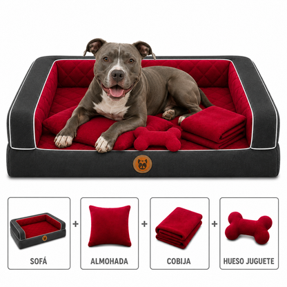 Cama Sofá Ortopédico para Perros con cobija + almohada + hueso juguete