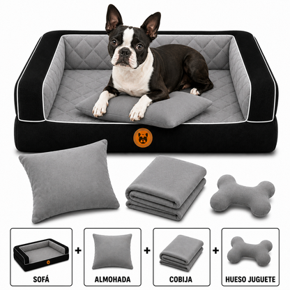 Cama Sofá Ortopédico para Perros con cobija + almohada + hueso juguete