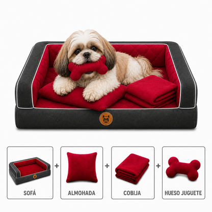 Cama Sofá Ortopédico para Perros con cobija + almohada + hueso juguete