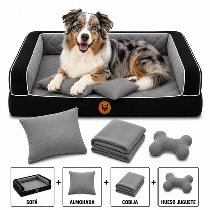 Cama Sofá Ortopédico para Perros con cobija + almohada + hueso juguete